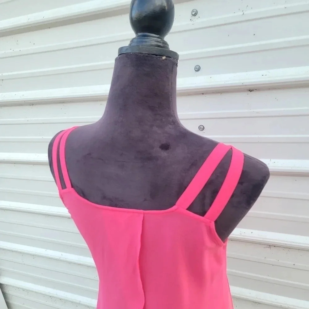 Style LOFT Tank Top Hot Pink Slit Open Back Flowy Women's sz S - Picture 7 of 9
